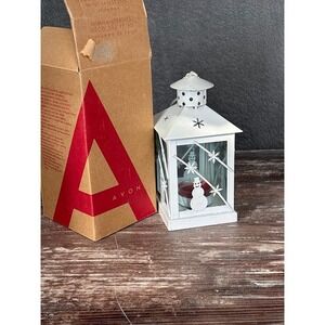 Avon White Snowman Mini Lantern Christmas Holiday Home Decor
